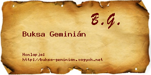 Buksa Geminián névjegykártya